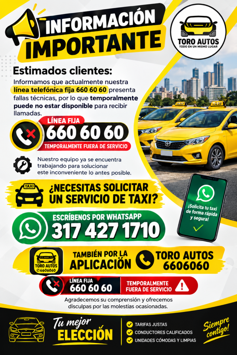 Aviso a nuestros clientes: falla técnica en línea telefónica